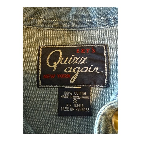 Vtg Denim Shirt Size S Christmas Winter Wonderland Embroidered Oversized Art - Picture 3 of 11